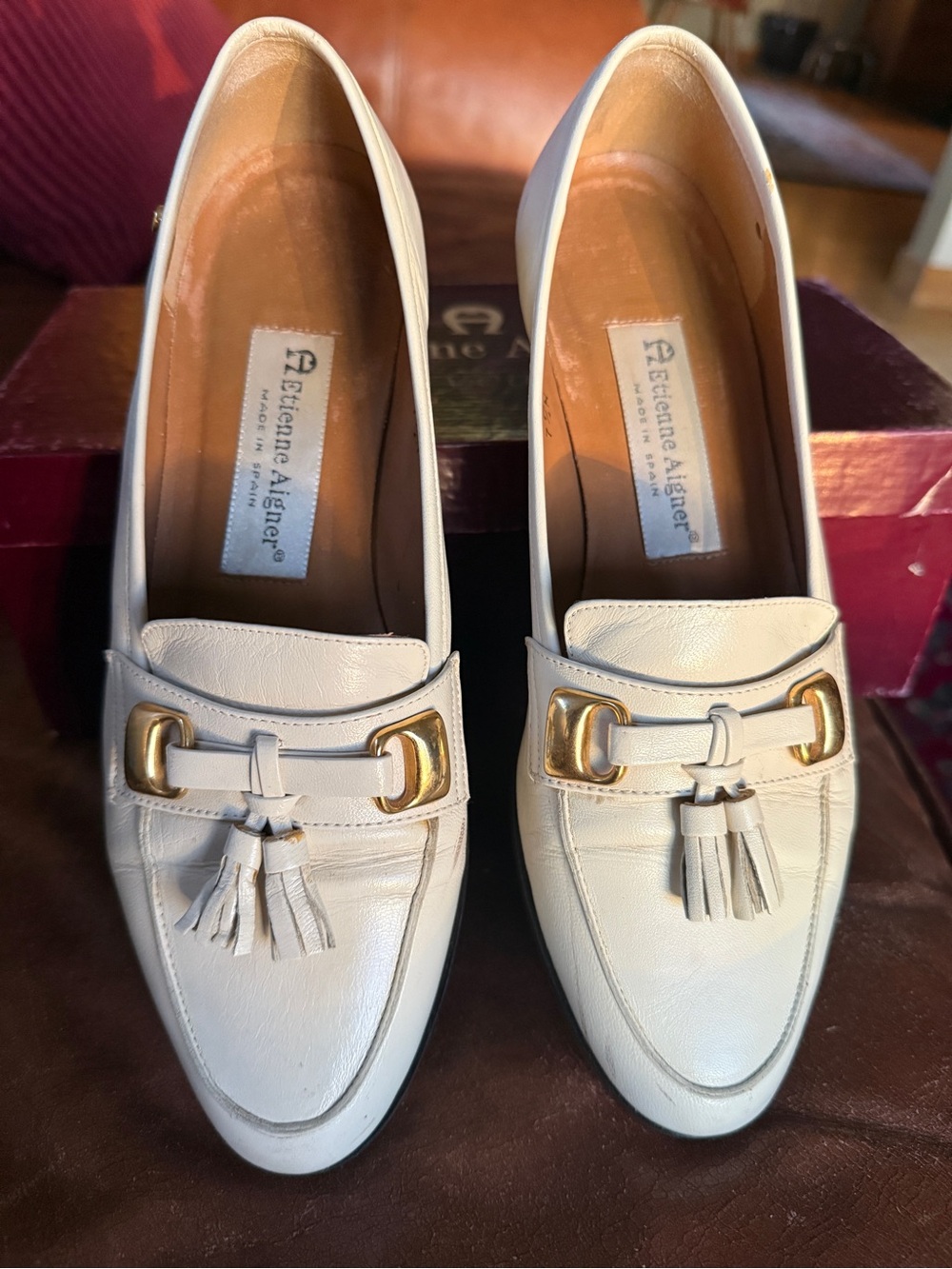 Etienne Aigner "Noble Lebon" Loafers  Bone  Sz 7.5N